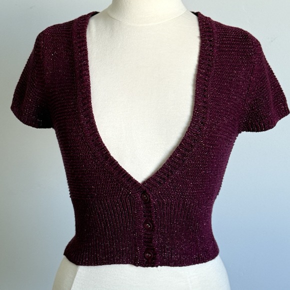 VTG Express Cardigan Sweater Womens M Sparkle School Girl Holiday 90s Event Mid - Picture 1 of 8